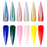 Beetles Chrome Nail Powder Mirror Effect Holographic Aurora Iridescent Pearlescent Manicure Art Decoration Glitter, 8 Colors 1g or 0.5g/Jar