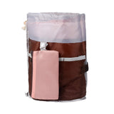 Vtrem 2 Pieces Drawstring Cosmetic Bag Lazy Travel Makeup Bag Waterproof Foldable Bucket Toiletry Bags Set Multifunctional Portable Barrel Shaped Bathroom Storage Carry Case for Women (Pink + Blue)