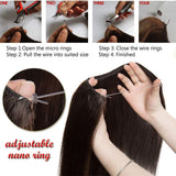 16-22inch Hidden Wire Hair Extensions Human Hair Crown in Hairpiece Secret Translucent Fish Line without Clip Miracle Headband - 22" Dark Brown 2#