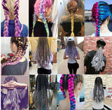 Jumbo Braiding Hair 5PCS/Lots Ombre Kanekalon Braiding Hair Extensions High Temperature Synthetic Hair 24 Inch for Braiding Hair (black-cyan)