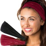 Hipsy Adjustable & Stretchy Crushed Xflex Wide Headbands for Women Girls & Teens