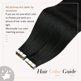 Tape in Hair Extensions 18Inch Moresoo Tape Hair Extensions Black Real Natural Remy Human Hair Silky Straight Seamless Black Skin Weft for Women 50g/20pieces Invisible Tape in Extensions