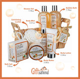 Spa Gift Basket with Honey Almond Fragrance, Includes Shower Gel, Bubble Bath, Body Lotion, Body Butter, and Much More, Great Birthday Anniversary or Christmas Gift for Women and Girls