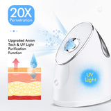 Zenpy Nano Ionic Facial Steamer Warm Mist Humidifier Atomizer Precise Temp Control Touch switch Humidifier Moisturizing Face Spa Steamer Blackhead Remover kit Hair Band