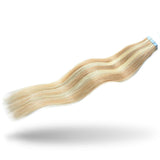 HAIRREAL Tape in Hair Extensions Human Hair Seamless Skin Weft Remy Straight Hair 16-22 inch 20Pcs Hairpiece