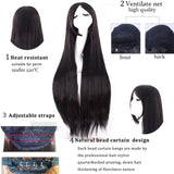 24'' Long Straight Wig Costume Anime Cosplay Wig Straight Bangs Synthetic Wigs (Golden Blonde) for Women With Wig Cap