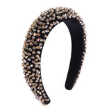 Padded Rhinestone Headbands for Women Girls Wide Velvet Bejewelled Hairbands Sparkly crystal Beaded Embellished Headband Wedding party Hair Accessories (gold)