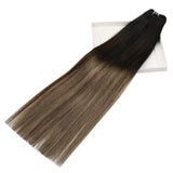 YoungSee Balayage Weft Hair Extensions 14inch Natural Black to Ash Blonde with Dark Brown Hair Extensions Balayage Hair Extensions Weft Hair Black Weft Hair Extensions 100grams