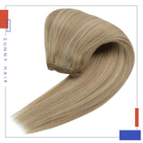 Sunny Weft Hair Extensions Human Hair Honey Blonde Fading to Bleach Blonde 20 Inch Brazilian Hair Extensions for Woman 100g