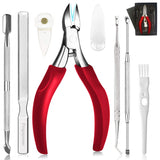 Nail Clippers Set 8PCS, Upgraded Toe Nail Clipper for Ingrown & Thick Toenails, Professional Toenail Clipper Pedicure Tools Set for Men & Seniors, Lengthen Soft Handle