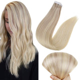 Full Shine Tape in Hair Extensions Real Human Hair Balayage Tape in Extensions Seamless Hair Extensions Ombre Glue in Hair Extensions Pu Tape Hair 50 Gram