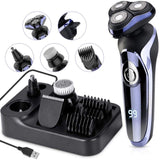 Electric Razor for Men, MANLI 5 in 1 Hair Clipper Rotary Shaver Beard Trimmer, Wet Dry Men Shaver Waterproof USB Fast Charging, Cordless Beard, Nose, Hair Trimmer, Best Gift for Men Dad