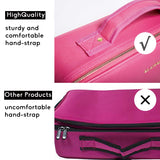 GLAMFORT Makeup bag makeup case travel makeup train bag rose red large capacity with dividers cosmetic bag organizer