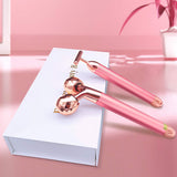 Face Massager Roller Electric Beauty Bar 24k Golden Sonic Energy T Shape 3D Roller 2 In 1 Face Massager Kit Instant Face Lift Anti Wrinkles Skin Tightening Face Firming