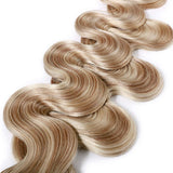 SEGO Wavy Remy Tape In Hair Extensions Human Hair Extensions Tape In Real Hair Body Wave Highlight Skin Weft Tape In Human Hair Extensions Seamless 40 Pieces Ash Blonde&Bleach Blonde 22 Inch 100 Gram