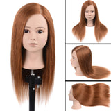 100% Human Hair Mannequin Head For Braiding Manikin Head For Hairdresser Professional Cosmetology Mannequin Head With Human Hair Auburn Brown 20-22"(From Forehead to The Back Hair End)