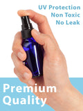 1 oz / 30 ml Cobalt Blue Glass Boston Round Bottle with Black Treatment Pump (12 Pack) + Funnel