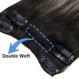 LaaVoo Real Hair Clip in Extensions Human Hair Ombre Black Clip in Hair Extensions Human Hair Off Balck to Silver Grey Highlighted Black Ombre Natural Hair Clip in Extensions 5pcs 70g 20in