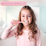 LEYUYO Electric Toothbrush Kids Sonic Cleaning 31000 Strokes Rechargeable Tooth Brush with Timer, 2 Bristles, 3 Modes, Pink