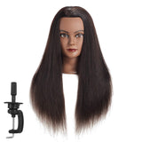 Hairginkgo Mannequin Head 24-26" Human Hair Manikin Head Hairdresser Training Head Cosmetology Doll Head for Styling Dye Cutting Braiding Practice with Clamp Stand (92018B0218)