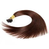 100 Strands/Pack I Tip Remy Human Hair Extensions Pre Bonded Keratin Stick In Hair Cold Fusion Hair Piece For Women Long Straight #4 Medium Brown 1g/Strand 100 Gram Per Package (22inch/55cm,#4)
