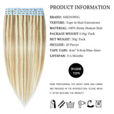 HAIRREAL Tape in Hair Extensions Human Hair Seamless Skin Weft Remy Straight Hair 16-22 inch 20Pcs Hairpiece