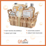 Spa Gift Basket with Honey Almond Fragrance, Includes Shower Gel, Bubble Bath, Body Lotion, Body Butter, and Much More, Great Birthday Anniversary or Christmas Gift for Women and Girls