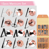 28PCS Nail Art Brushes Manicure tools Pedicure kit Valentine's Day Nail Liner Ombre Brush Nail Painting Design Nail Art Pens Cuticle Removal Tools Scissors Ear Pick Leather Case (Pink)