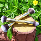 DUcare Makeup Brushes Duo End Foundation Powder Buffer and Contour Synthetic Cosmetic Tools 2Pcs Christmas Gift