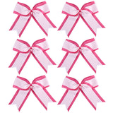 8 Inch 2 Colors 2 Layers 6 Pcs Jumbo Cheerleader Bows Ponytail Holder Cheerleading Bows Hair Elastic Hair Tie for High School College Cheerleading (Hot pink/White)