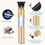 Hair Clippers for Men, Electric Pro Li Outliner Grooming Rechargeable Cordless Close Cutting T-Blade Trimmer for Men 1.5/3/6/9 mm Baldheaded Hair Clippers Zero Gapped Detail Beard Shaver (Gold)