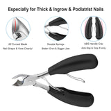Thick Toenail Clippers, Mens Nail Clippers for Large Big Thick Nail and Toenail Senior Nail Clippers with Easy Grip Rubber Handle for Podiatrist/Ingrown/Seniors/Professional (Gift Box) (Black)