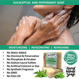 Eucalyptus Peppermint Soap Bar - All Natural Goat Milk Body Wash Peppermint Eucalyptus Essential Oil Soap Bars. Ideal For Eczema, Psoriasis, Dry Sensitive Skin! Handmade in USA. (2 Large 5oz Bars)