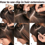 20” Long Clip In On Hair Extension 3 Pcs 8 Clips 3/4 Full Head Real Thick Hairpiece Clip In Curly Straight Synthetic Heat Resistant Hair 190g(20"straight,dark brown)