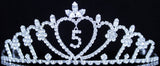 5 Years Old Four Five-Year-Old Rhinestone Tiara Crown With Hair Combs Princess Headband Headpiece Girl's 4th 5th Birthday Party T816 (#5 Silver)