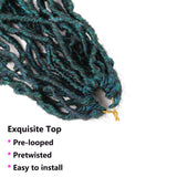 18 Inch New Faux Locs Crochet Hair Pre Looped 6 Packs Soft Goddess Locs Natural Crochet Braids Hair For Black Women Premium Fiber(1B/DGREEN, 18 Inch)