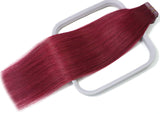 Tape in Hair Extensions #Burgundy 100% Remy Human Hair Extensions Silky Straight for Fashion Women 20 Pcs/Package(16Inch #Burgundy 30g)