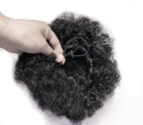 2PCS Afro Bun Puff Sissi's Fashion Hair Elastic Wrap Drawstring Synthetic Curly Ponytail Donut Chignon Hairpieces Wig Updo Hair Extensions with Clips (1B/GREY)