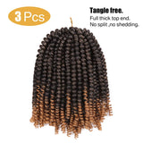 3 Pack Spring Twist Crochet Braids Synthetic Fluffy Curly Hair Extensions 8inch(T1B/27#)
