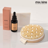 Mockins Natural Boar Bristle Body Brush Set with Detachable Cellulite Massage Brush and Long Wooden Handle for Dry Brushing Perfect Kit to Exfoliate and Get Rid of Cellulite - Gift Set