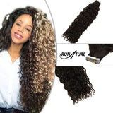 RUNATURE Pony Tail Hairpiece Human Hair Extensions 16 Inches Brown Wrap Around Ponytail Hair Extensions Real Hair with Clip 80g