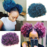 2PCS Afro Bun Puff Sissi's Fashion Hair Elastic Wrap Drawstring Synthetic Curly Ponytail Donut Chignon Hairpieces Wig Updo Hair Extensions with Clips (1B/GREY)