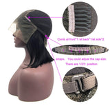 13x6 Lace Front Straight Short Bob Wigs 150% Density Brazilian Remy Hair Wigs for Black Women Free Style (14 Inches)