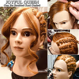 100% Human Hair Mannequin Head For Braiding Manikin Head For Hairdresser Professional Cosmetology Mannequin Head With Human Hair Auburn Brown 20-22"(From Forehead to The Back Hair End)