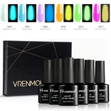 Vrenmol Glow in the Dark Gel Nail Polish Neon Shellac Nail Gel polish Soak Off UV Glow Effect Nail Polish Fluorescent Bright Colors Lacquer Nail Art-6 PCS 8 ML