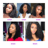 Jolibabe Hair Deep Wave Human Hair Lace Front Wigs Brazilian Virgin Curly Wave Human Hair Wigs Pre-Plucked 150% Density 100% Unprocessed Wig Natural Color for Black Women(14 Inch)