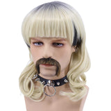 Hulaidywig Blonde Wig for Men Joe Exotic Costume Wig(6 Earrings - Mustache - Choker - Wig) (Wig + Black Choker)
