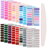 16 Sheets 256 Pieces Nail Polish Stickers Adhesive Full Nail Wraps Solid Color Nail Decals with Nail File for Women Girls DIY Nail Art, Assorted Colors