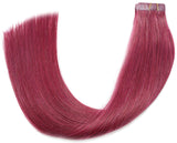 Tape in Hair Extensions #Burgundy 100% Remy Human Hair Extensions Silky Straight for Fashion Women 20 Pcs/Package(16Inch #Burgundy 30g)