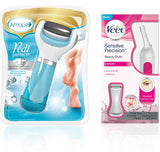 Amope Pedi Perfect Electronic Foot File (Regular Coarse) & Veet Sensitive Precision Beauty Styler For Eyebrows, Facial Hair, Bikini & Underarms 1 ea